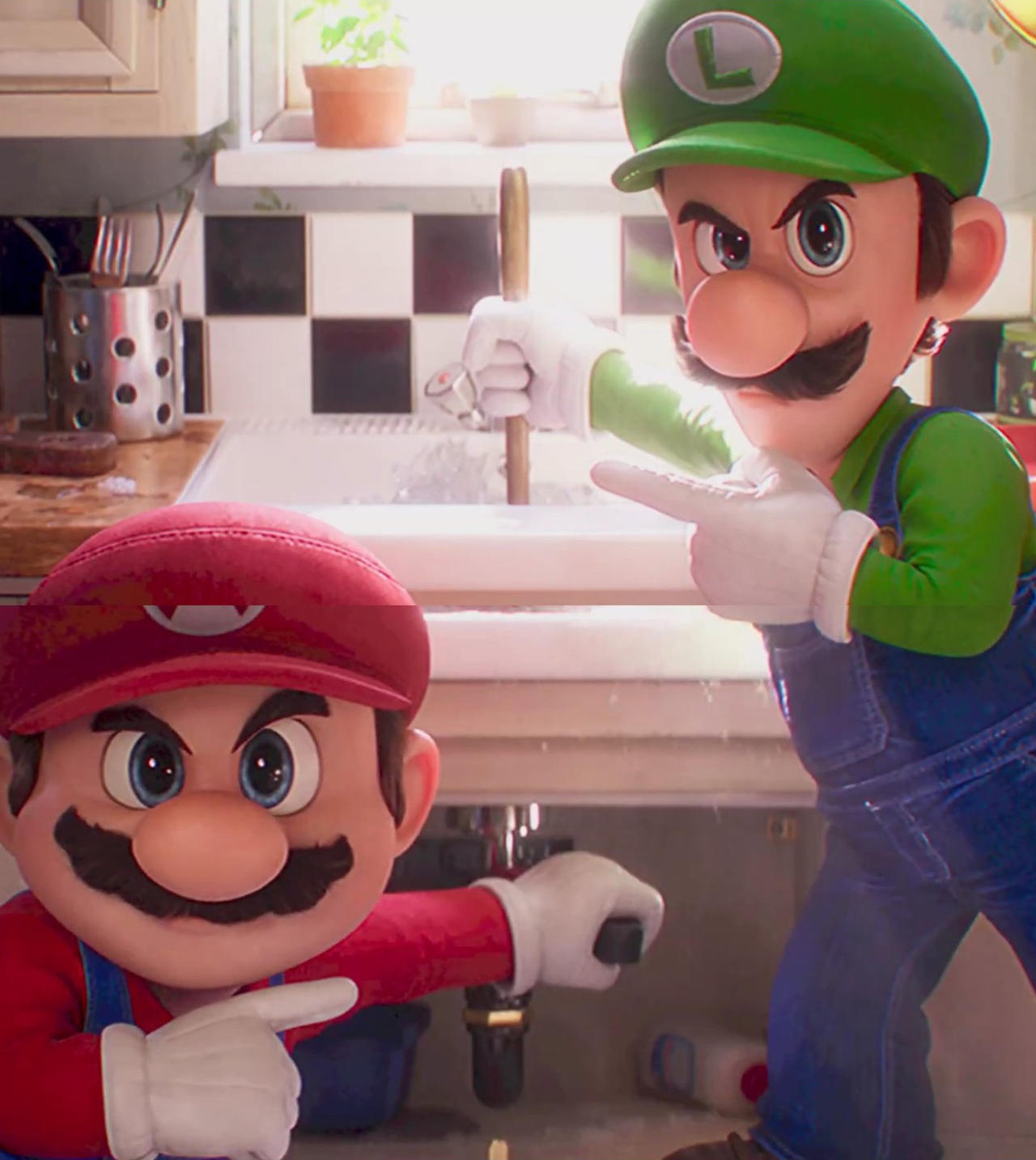 Mario and Luigi fixing pipes